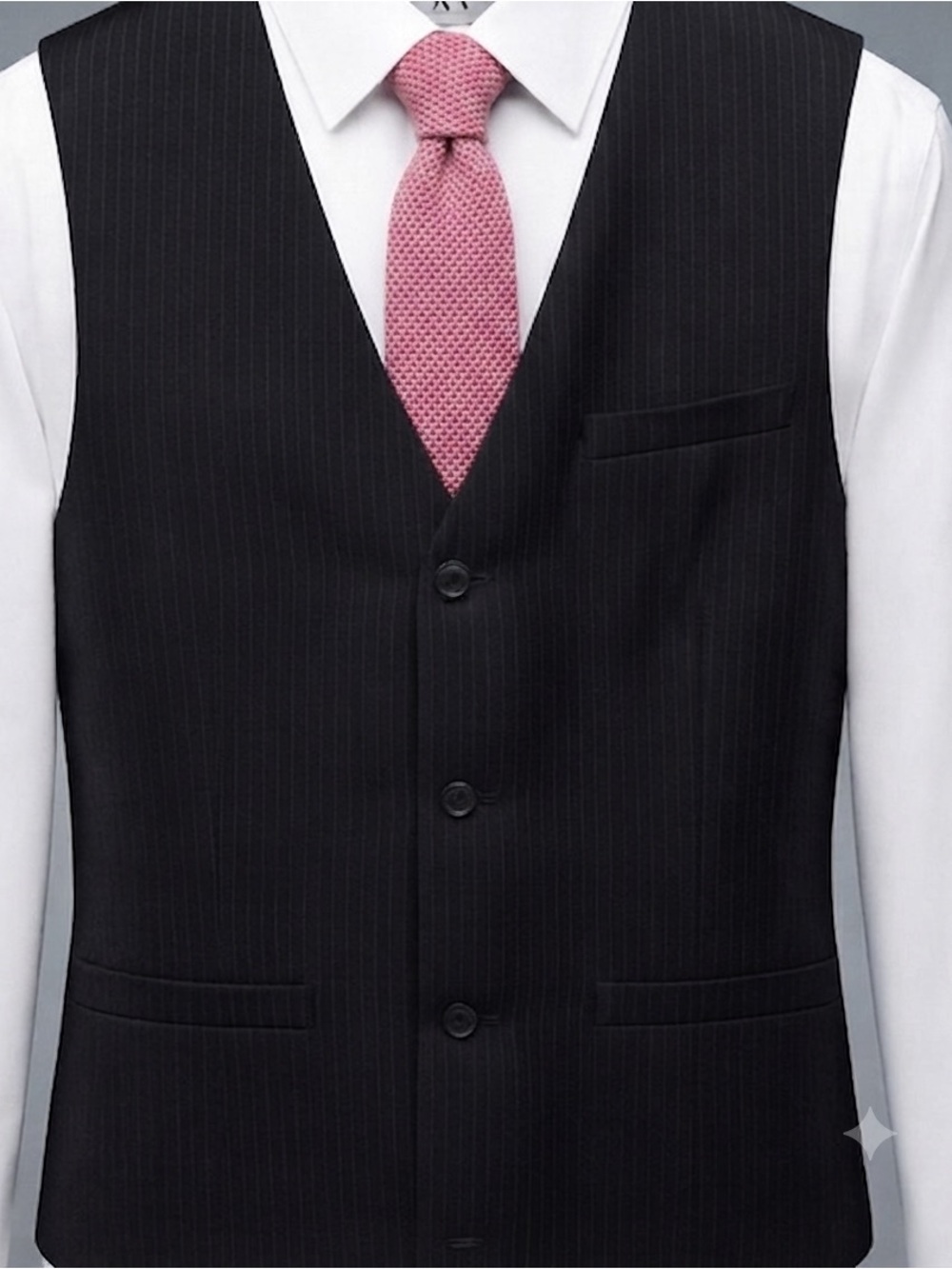 Armani Exchange Men Pinstripe Formal Vest Dark Base with Contrast Lining Medium